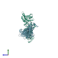 PDB entry 2ioq coloured by chain, side view.