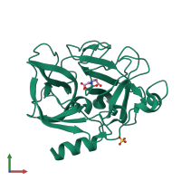 PDB entry 2iot coloured by chain, front view.