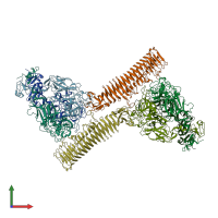 PDB entry 2iou coloured by chain, front view.