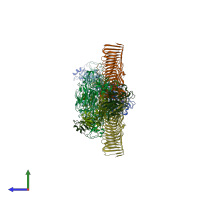 PDB entry 2iou coloured by chain, side view.