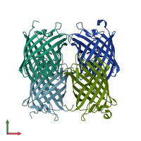 PDB entry 2iov coloured by chain, front view.