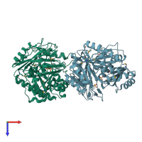 PDB entry 2ip4 coloured by chain, top view.