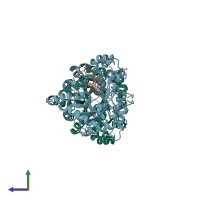 PDB entry 2ipf coloured by chain, side view.