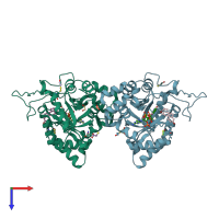 PDB entry 2ipf coloured by chain, top view.