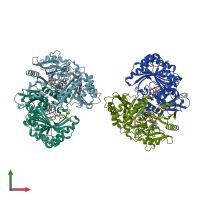 PDB entry 2ipi coloured by chain, front view.