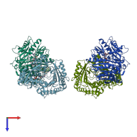 PDB entry 2ipi coloured by chain, top view.