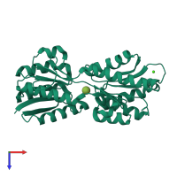 PDB entry 2ipn coloured by chain, top view.