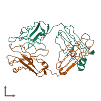 PDB entry 2ipt coloured by chain, front view.
