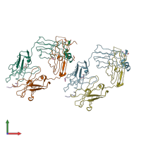 PDB entry 2ipu coloured by chain, front view.