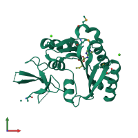 PDB entry 2ipx coloured by chain, front view.