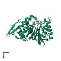 PDB entry 2ipx coloured by chain, top view.