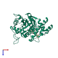 PDB entry 2iq0 coloured by chain, top view.