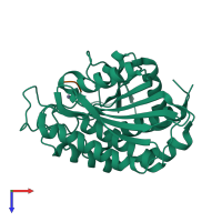 PDB entry 2iq6 coloured by chain, top view.