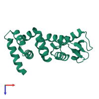 PDB entry 2iqc coloured by chain, top view.