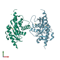 PDB entry 2irp coloured by chain, front view.