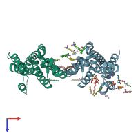 PDB entry 2irv coloured by chain, top view.