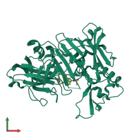 PDB entry 2is0 coloured by chain, front view.