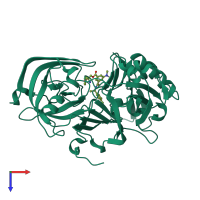 PDB entry 2is0 coloured by chain, top view.