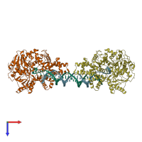 PDB entry 2is2 coloured by chain, top view.