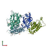 PDB entry 2is3 coloured by chain, front view.