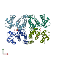 PDB entry 2is5 coloured by chain, front view.