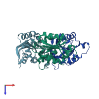 PDB entry 2is8 coloured by chain, top view.