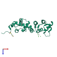 PDB entry 2is9 coloured by chain, top view.