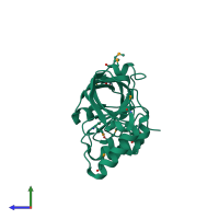 PDB entry 2isb coloured by chain, side view.