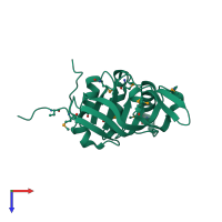 PDB entry 2isb coloured by chain, top view.