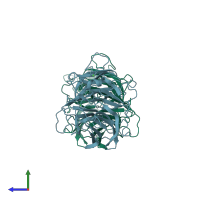 PDB entry 2ism coloured by chain, side view.