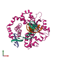 PDB entry 2isp coloured by chain, front view.