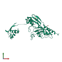 PDB entry 2ist coloured by chain, front view.