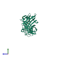 PDB entry 2ist coloured by chain, side view.