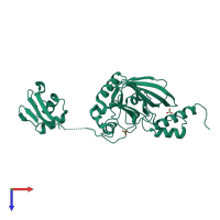 PDB entry 2ist coloured by chain, top view.