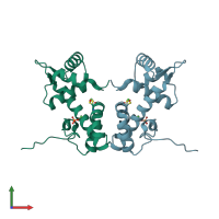 PDB entry 2isy coloured by chain, front view.