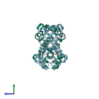 PDB entry 2isy coloured by chain, side view.
