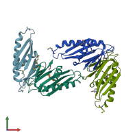 PDB entry 2it9 coloured by chain, front view.