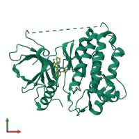 PDB entry 2itq coloured by chain, front view.