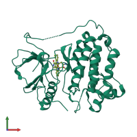 PDB entry 2itu coloured by chain, front view.