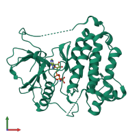 PDB entry 2itv coloured by chain, front view.