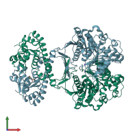 PDB entry 2iu0 coloured by chain, front view.