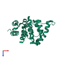 PDB entry 2iu1 coloured by chain, top view.