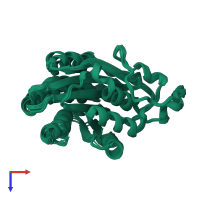 PDB entry 2iue coloured by chain, ensemble of 20 models, top view.