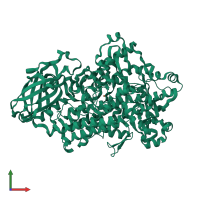 PDB entry 2iuj coloured by chain, front view.