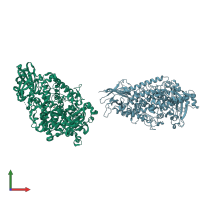 PDB entry 2iuk coloured by chain, front view.