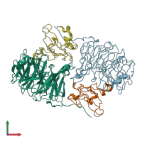 PDB entry 2iup coloured by chain, front view.