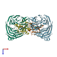 PDB entry 2iuq coloured by chain, top view.