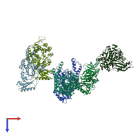 PDB entry 2ius coloured by chain, top view.