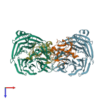 PDB entry 2iuv coloured by chain, top view.