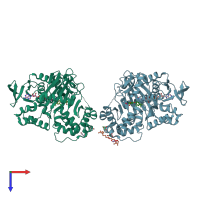 PDB entry 2ivd coloured by chain, top view.